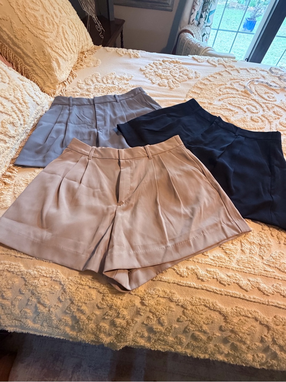 GAP Women's Pleated Shorts Trio — Beige, Gray & Black
